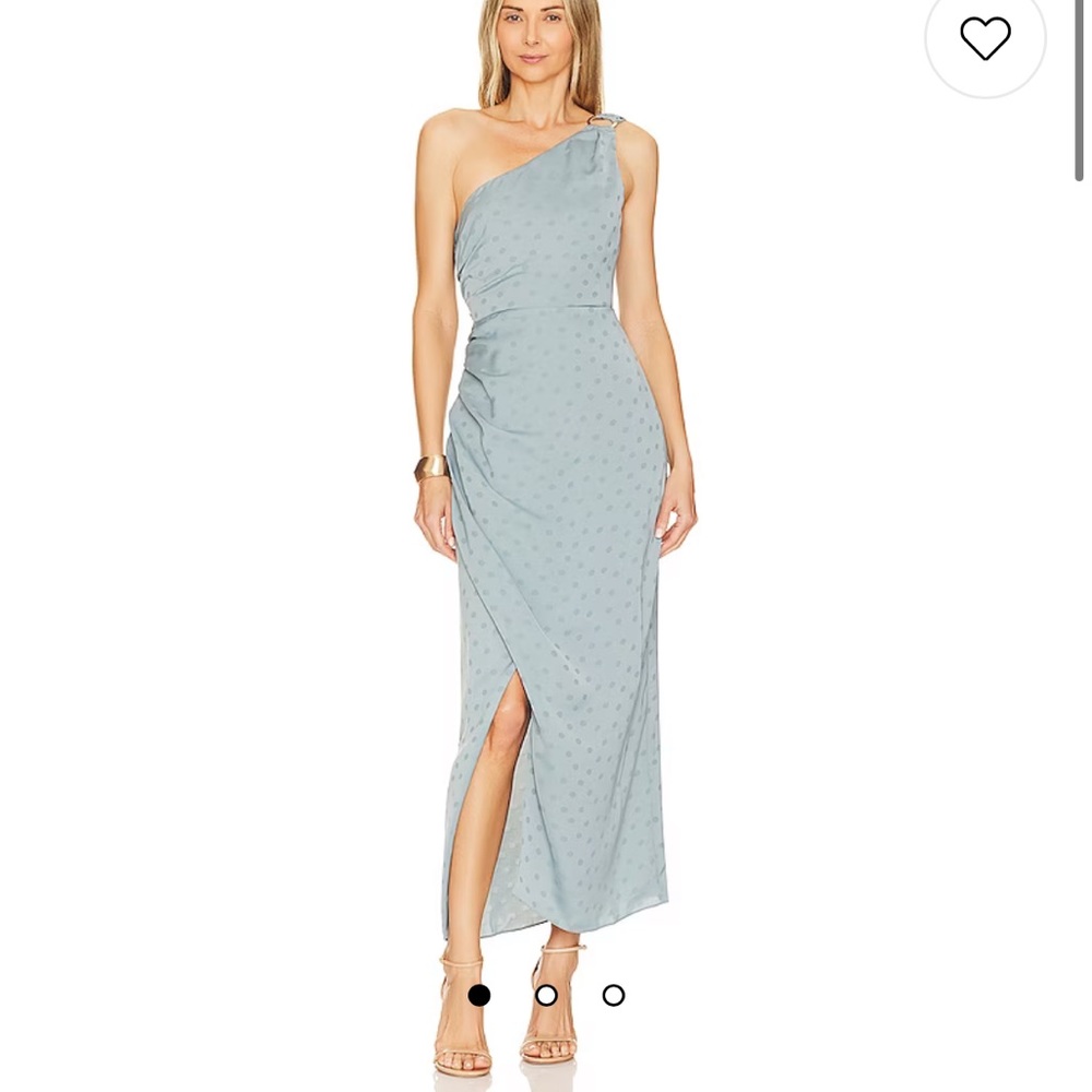 NWT favorite daughter slate blue polka dot one shoulder dress size 8